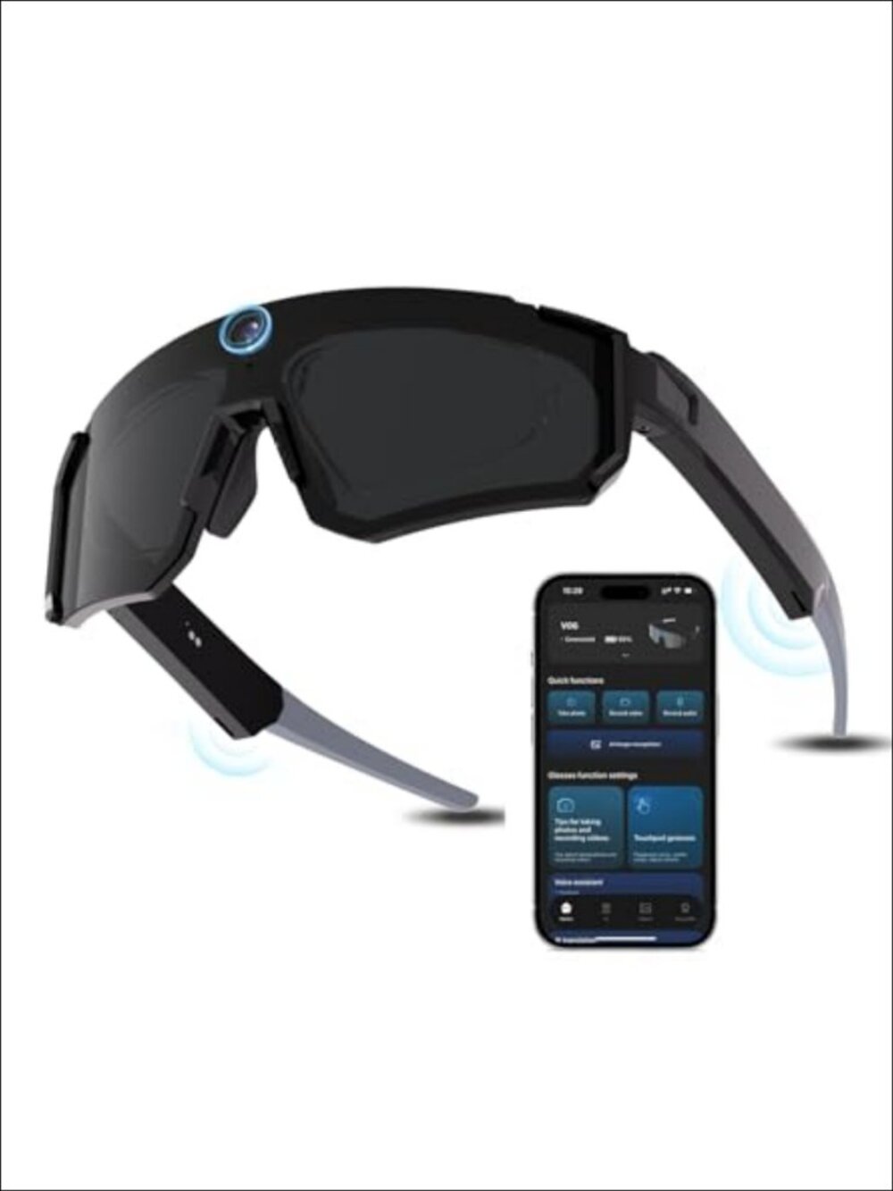 AI Smart Glasses Camera 8MP 1200P HD Bluetooth Call Dual Mic Noise Canceling